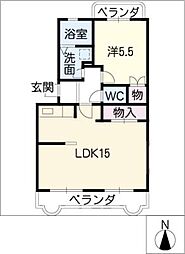 ＳＯＵＴＨ　ＭＥＬＬＯＷ 1階1LDKの間取り