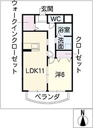 エルーセラＯＨＮＯ 1階1LDKの間取り