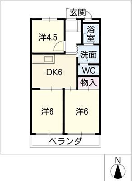 シティハイツ野一色 ｜岐阜県岐阜市野一色2丁目(賃貸マンション3DK・2階・48.00㎡)の写真 その2