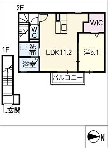 アレーズ ｜岐阜県岐阜市水海道3丁目(賃貸アパート1LDK・2階・44.80㎡)の写真 その2