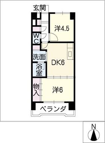 長良ＳＡＮＷＡマンション ｜岐阜県岐阜市長良友瀬(賃貸マンション2DK・2階・40.50㎡)の写真 その2