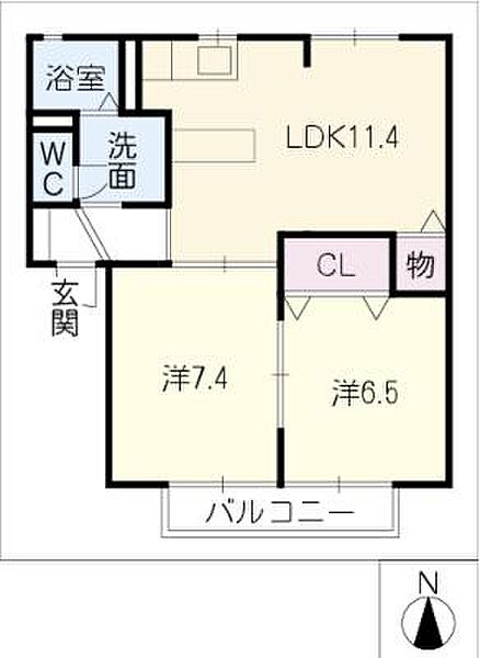 グランシャリオ　Ｂ棟 ｜岐阜県岐阜市長良(賃貸アパート2LDK・1階・54.81㎡)の写真 その2