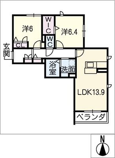 リオリエント岐阜北 ｜岐阜県岐阜市下土居1丁目(賃貸マンション2LDK・1階・63.34㎡)の写真 その2