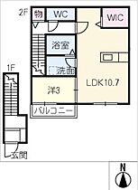 DIECI CASTELLO KURRO  ｜ 岐阜県岐阜市黒野（賃貸アパート1LDK・2階・40.16㎡） その2