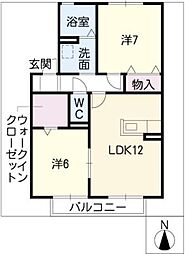 ＡＮＮＥＸ田邉　Ａ棟 1階2LDKの間取り