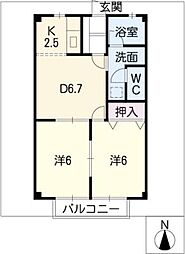 ヴィーブル養老 2階2DKの間取り