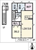 エクラシエ  ｜ 岐阜県各務原市蘇原三柿野町（賃貸アパート1LDK・2階・54.75㎡） その2