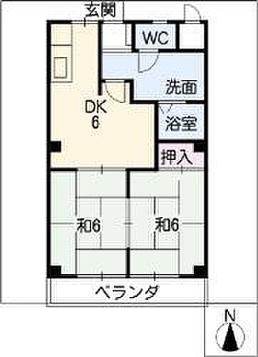 グランドハイツ徳野 0205｜岐阜県可児市徳野南1丁目(賃貸マンション2DK・2階・40.50㎡)の写真 その2