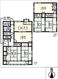 可児市兼山貸家 2階6DKの間取り