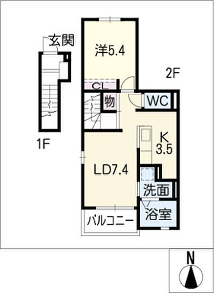 ロイヤルコート．花ノ木 205｜愛知県名古屋市天白区野並2丁目(賃貸アパート1LDK・2階・41.24㎡)の写真 その2