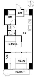 第一ビレッタ浜松 2DKの間取図画像