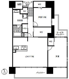 シティライフ浜松山下町 2LDKの間取図画像
