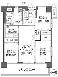 ディアステージ芳泉 3LDKの間取図画像