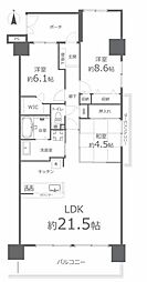 ビ・ウェル野田公園 3LDKの間取図画像