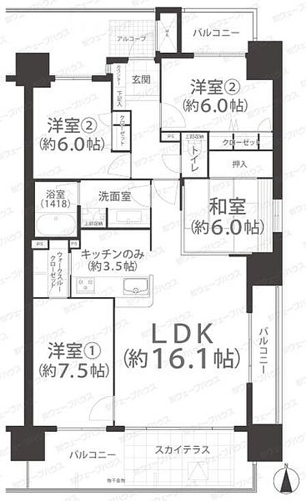 広々4LDK間取りです。
