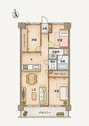 アムール板付 3LDKの間取図画像