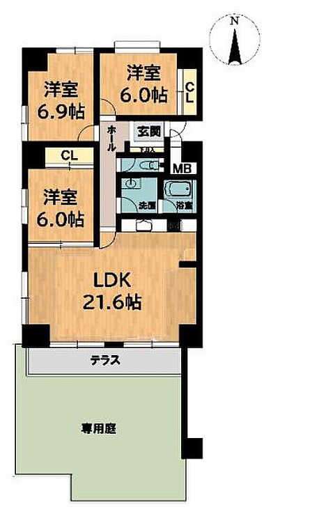 3LDK+専用庭