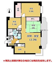 シャトーム万代町 3LDKの間取図画像