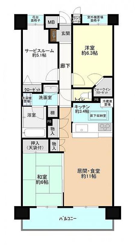 シンプルな間取りに多彩な収納設備のお部屋
