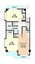 ビッグ武蔵野久米川 2DKの間取図画像