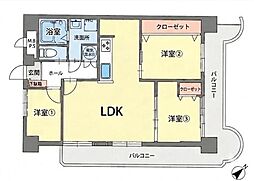 朝日プラザ浄水 3LDKの間取図画像