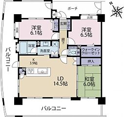 アルフィーネ新箱崎パークサイド 3LDKの間取図画像