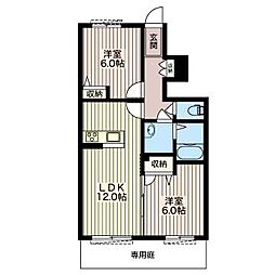カトルセゾン 2LDKの間取図画像