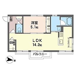 アネックス・しらさぎB 1LDKの間取図画像