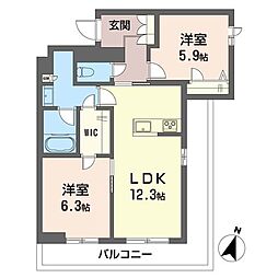 ラ・ポーズ 2LDKの間取図画像