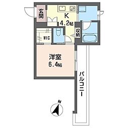 ラ・ポーズ 1Kの間取図画像