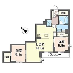 エクラージュK 2LDKの間取図画像