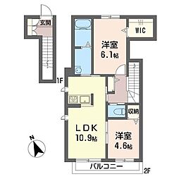 アイアンワークス 2LDKの間取図画像