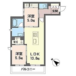 ＮレジデンスI 00206 2階2LDKの間取り