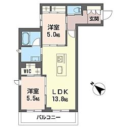 ＮレジデンスI 00306 3階2LDKの間取り