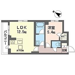 NレジデンスII 1LDKの間取図画像