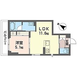 NレジデンスII 1LDKの間取図画像