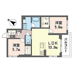 NレジデンスII 2LDKの間取図画像