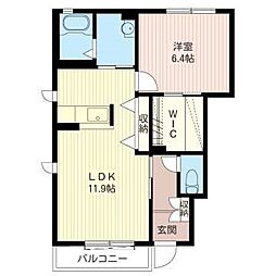 パーク　ハイム　Ａ 1階1LDKの間取り