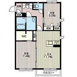 アルフラット 2LDKの間取図画像