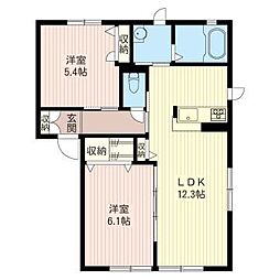 プティ・ボヌール 2LDKの間取図画像
