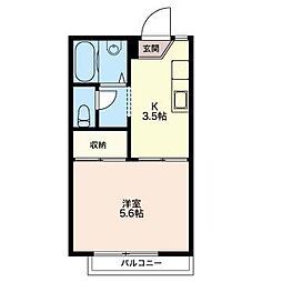 第一カーサ尾崎 1Kの間取図画像