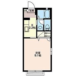 ルミエール 1Kの間取図画像