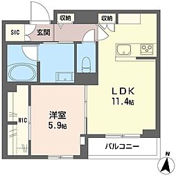 サンフェルト 1LDKの間取図画像