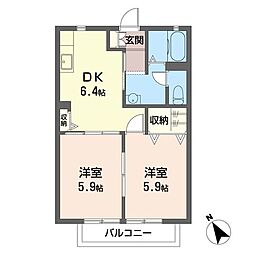 メゾンドTM 2DKの間取図画像