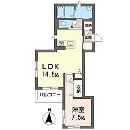 アポルテ 1LDKの間取図画像