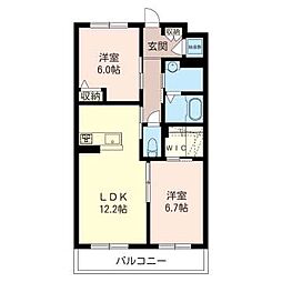 リジェール 2LDKの間取図画像