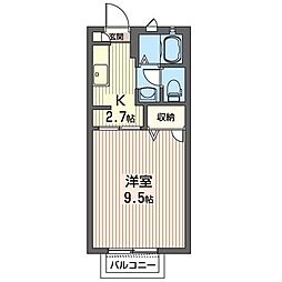 YHプレシャス1 1Kの間取図画像