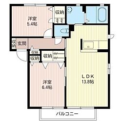 グリーンマドリードE 2LDKの間取図画像