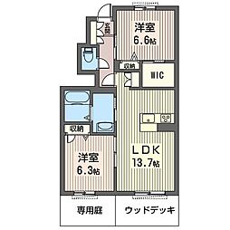サンクエトワール 2LDKの間取図画像