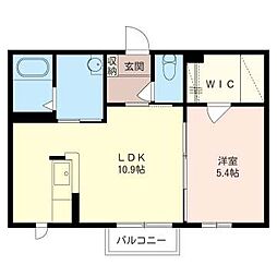 フィオＡ 2階1LDKの間取り